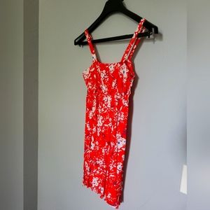 Red flowered sundress XS